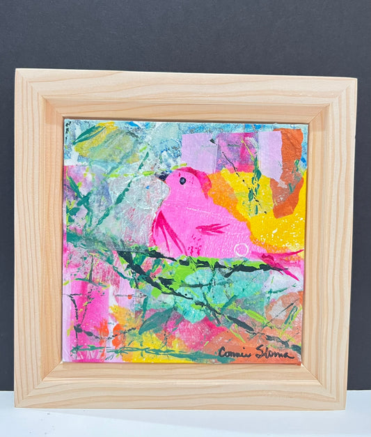 Pink Bird on Her Nest